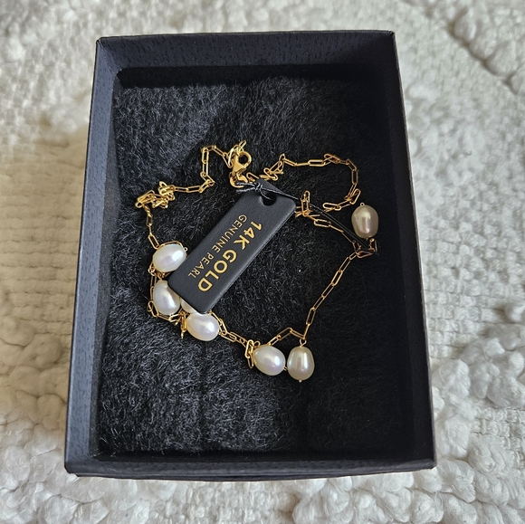 Genuine pearl 14K gold necklace - Picture 1 of 4